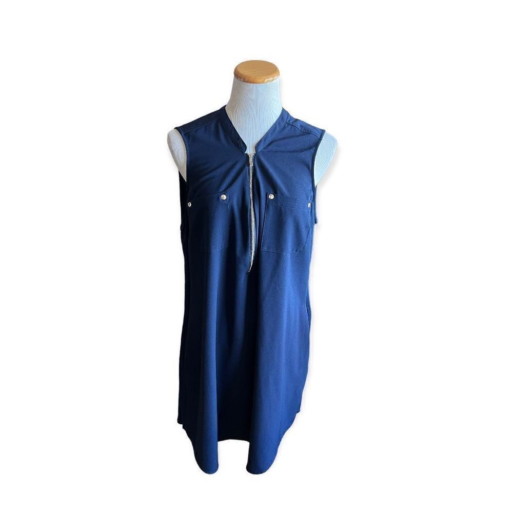 Womens New York & Co Mixed Media Sleeveless Silver Hardware Dress - Sz XL